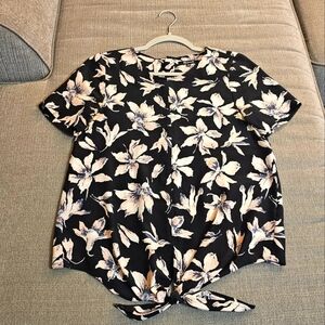 Madewell Silk Floral Button Back Brigette True Black Orchid Casual Top XXS
